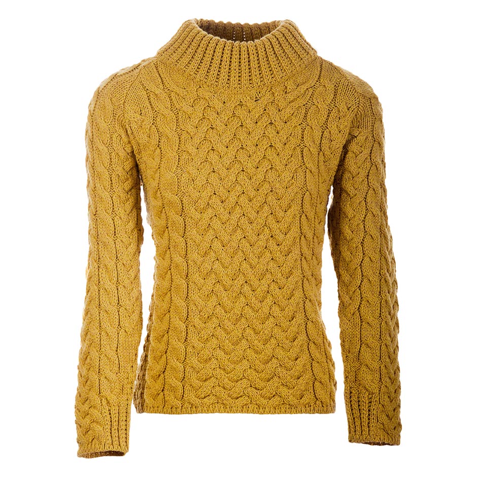 supermarkt delicaat Onvergetelijk Gele Aran sweater van wol / damestrui